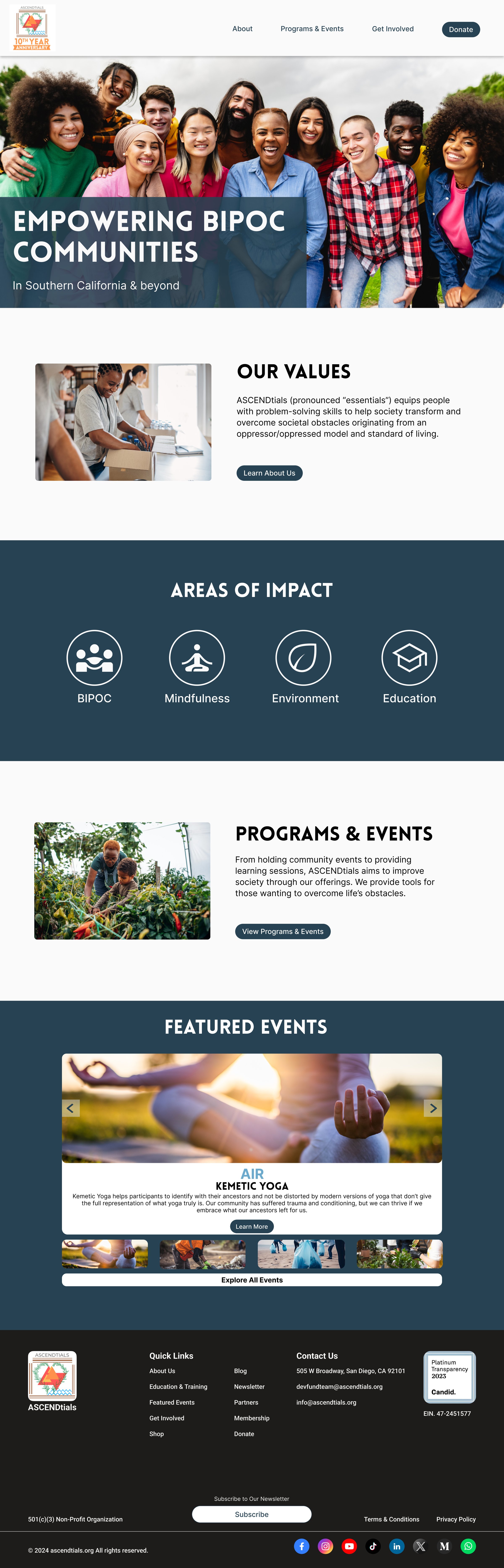 ASCENDtials homepage — original design